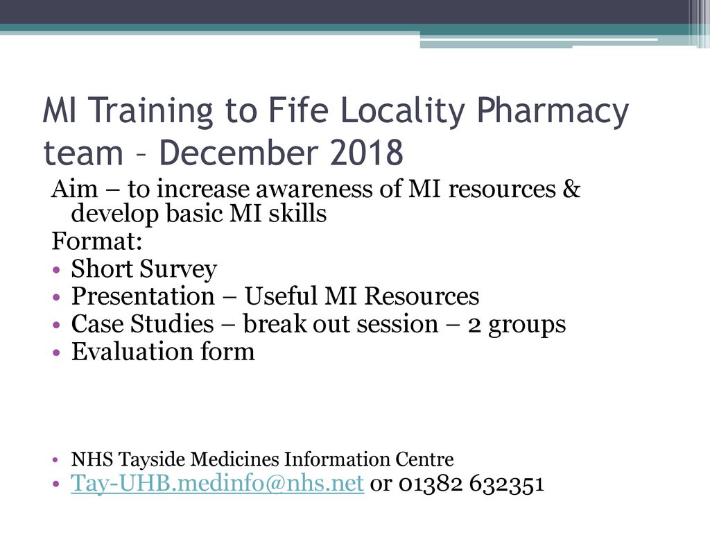 MI Training to Fife Locality Pharmacy team – December 2018 - ppt